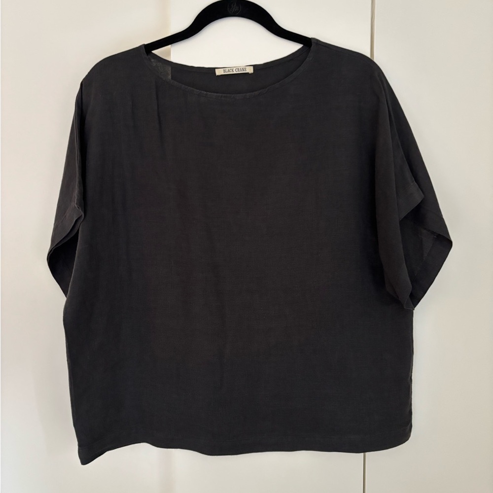 Charcoal Linen Sleeve Top